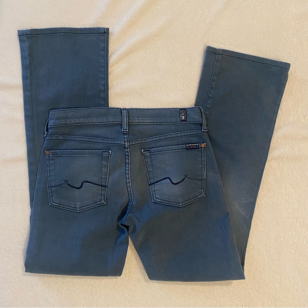 7 For All Mankind Jeans Low Rise‎ Bootcut Size 27 Blue Made In USA Vintage